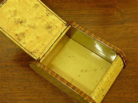 art deco cigarette box metal and wood etched|Art Deco Cigarette Case .